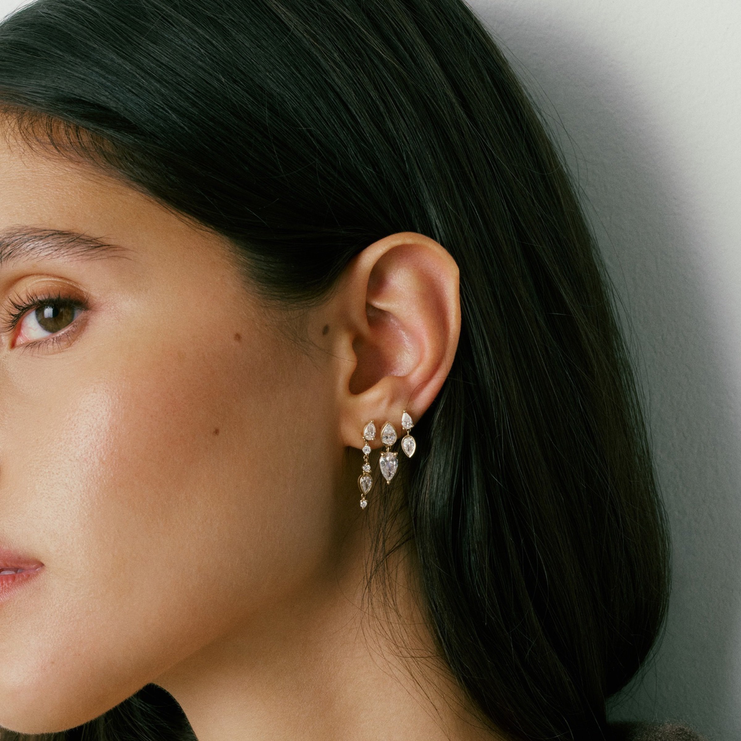 The Lea Earring worn on the ear