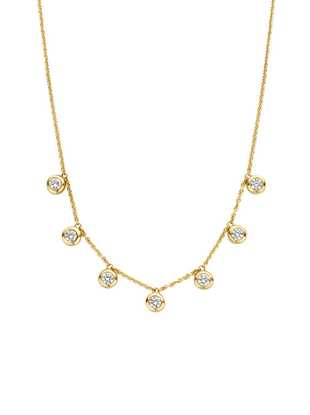 18K Gold Lariat Necklace With Lab Created Diamonds | Kimai